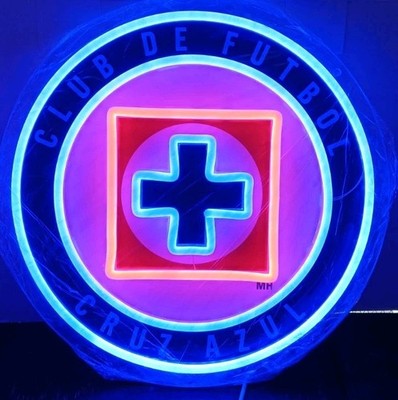 Cruz Azul Neon Light Led Wall Sign , Bar Liga Mx , Mexico , 13 Pulgadas