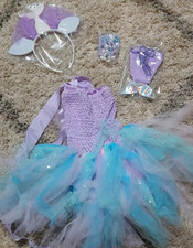Mermaid Costume Set Purple Blue Tulle Dress Accessories Girls 2T and 3T