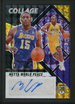 2024-25 METTA WORLD PEACE 2/8 AUTO PANINI MOSAIC COLLAGE GOLD AUTOGRAPHS