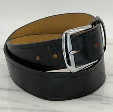 DUTYMAN Garrison Belt 1511 Full Grain Leather Black Silver-Tone Buckle Size 32