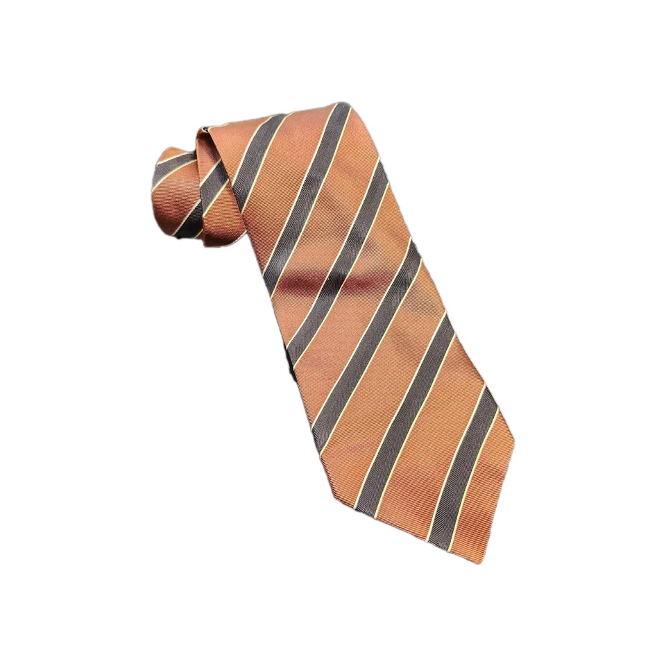 Corbata Banana Republic Naranja Y Azul 100% Seda Diagonal Rayas - Hecha en Turquía Foto 2 de 4