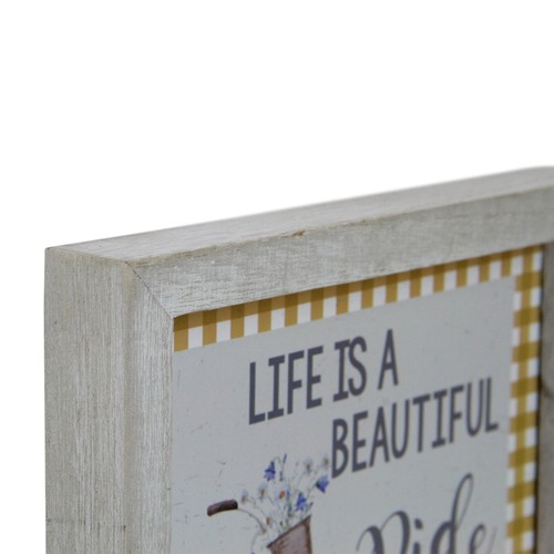 GCI 7" Blue And White Bicycle "Life Is A Beautiful Ride" Plaid Accent Wall Decor - Picture 3 of 4