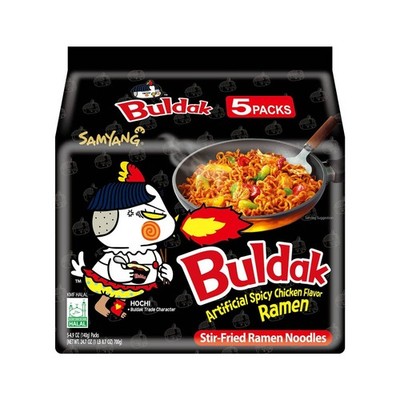 Samyang Buldak Hot Spicy Chicken Ramen Noodle Korean 4.94 Ounce (Pack of 5)