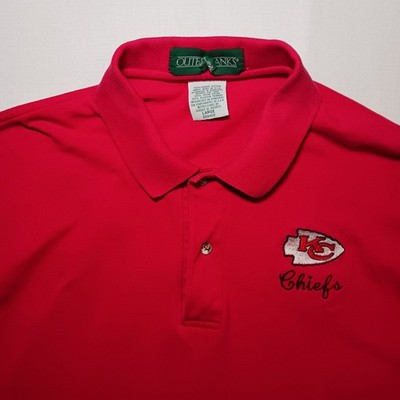 Vintage Kansas City Chiefs Mens Polo Large Red Outer Banks USA Long Tail