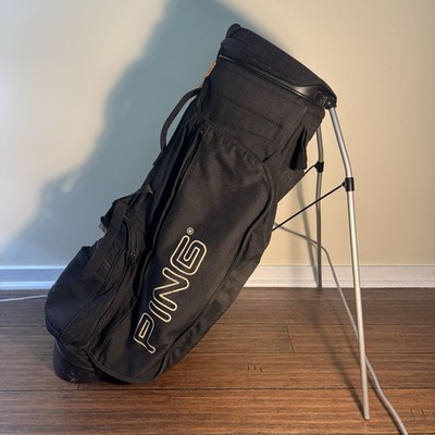Vintage Ping Karsten Black Tan Golf Stand Bag Hoofer 4 Way Dual
