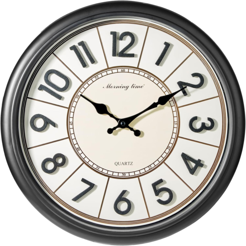 40Cm Wall Clock, round with 3D Numerals, Large Silent Wall Clock, Battery Operat - Picture 12 of 12