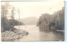 Entrance To Blue Mountain Lake NY, New York RPPC