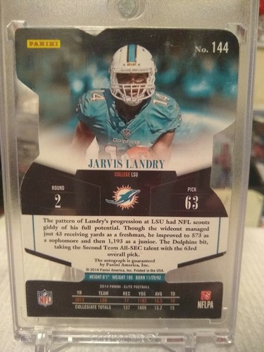2014 Elite Jarvis Landry RC Status #144 SP Red Die Cut Autograph #06/49 - Picture 3 of 3