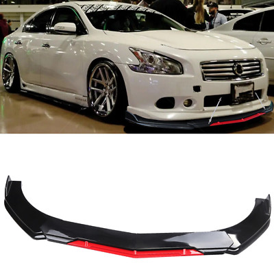 Front Bumper Lip Spoiler Splitter For Nissan Maxima Body Kit Glossy Black+Red
