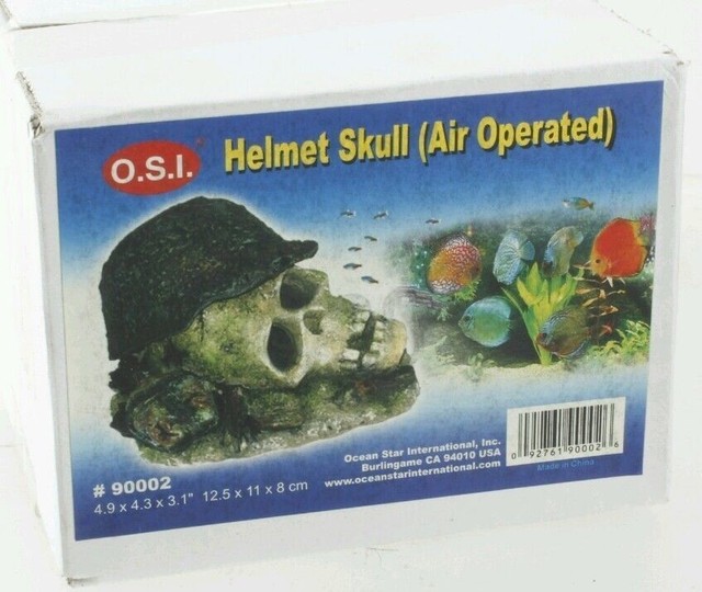Air Operated Helmet Skull Aquarium Decorations Ornament Osi 90002