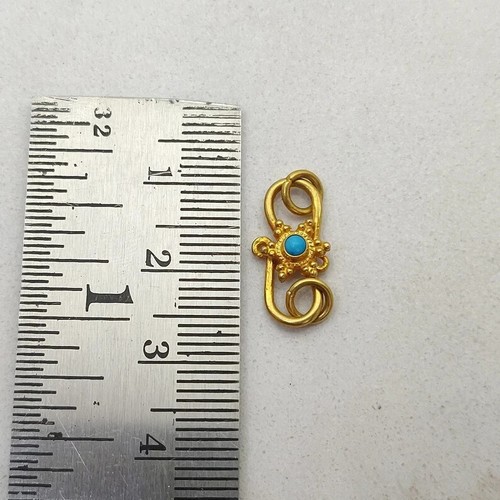 18k Yellow Gold Clasp Lock Finding, Turquoise Stone Clasp Lock Finding - Picture 9 of 10