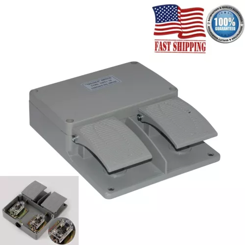 Momentary Double 2 Foot Switch Pedal Control Aluminium Alloy Electric Equipment