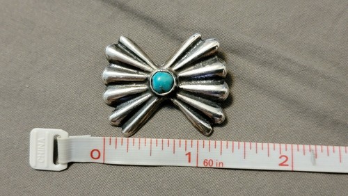 Vintage Sterling Silver Turquoise Design Navajo Sand Cast Pin/Brooch - Picture 4 of 4