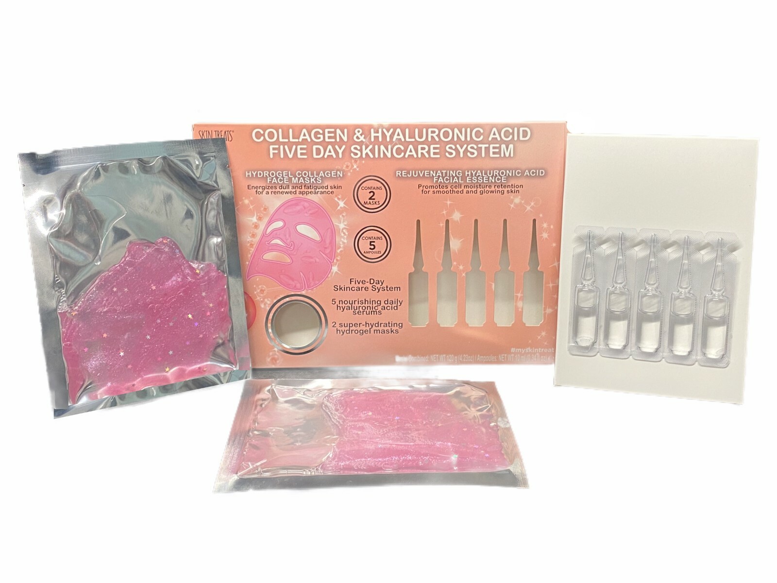 Skin Treats Collagen & Hyaluronic Acid 5Day Skincare 2 Hydrogel mask & 5 Serum