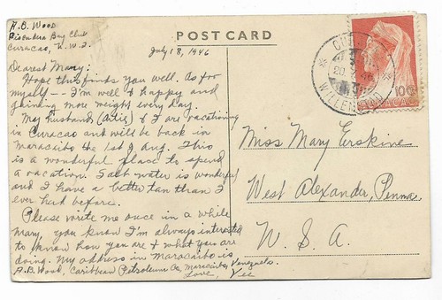 PUENTE PONTÓN QUEEN EMMA, LADO DE PUNDA~WILLEM, CURACAO, NETH. W INDIES - PM 1946 - Imagen 2 de 2