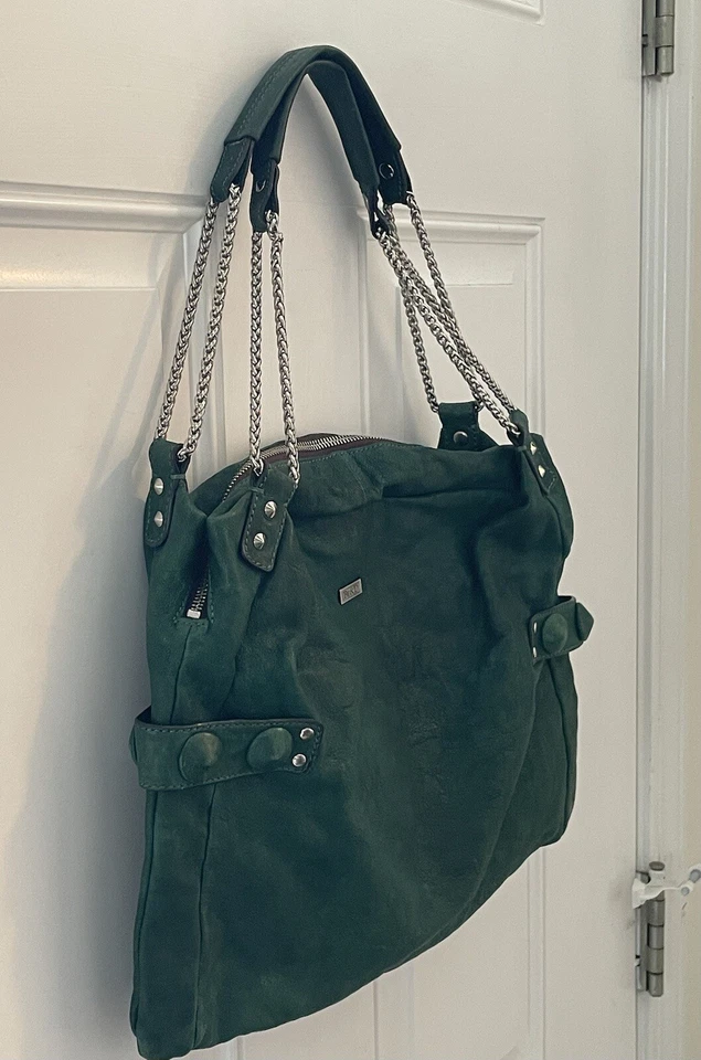Be &d Verde Piel Correa de Cadena Bolso Hobo - Imagen 3 de 4