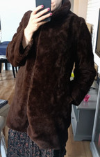 Peter Hahn Luxurious Vintage Real Fur Coat Jacket Brown Alpaca Mohair Long 12