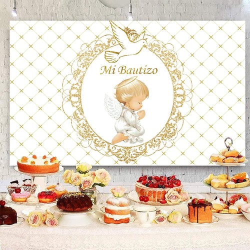 Mi Bautizo Backdrop 5x3ft Baptism Party Banner for Boys or Girls - Picture 4 of 6