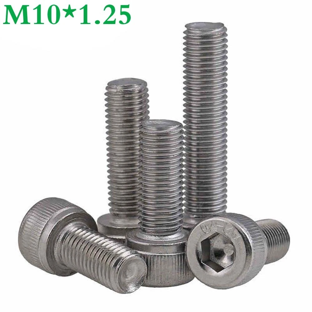 M10 x 1.25 x 20mm Fine Thread Stainless Steel Hex Socket Head Cap  