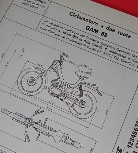 MALAGUTI FIFTY HF GAM 59 TUBONE 1979 SCHEDA Originale Omologazione ASI FMI - 第 1/4 張圖片
