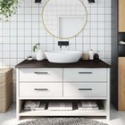 NNEVL Bathroom Countertop Dark Brown 100x50x4 cm Treated Solid Wood