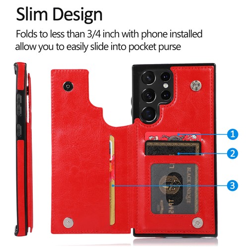 For Samsung Galaxy S25 Ultra/S24+/S23 Back Magnetic Wallet Leather Card Case - Photo 45 sur 73