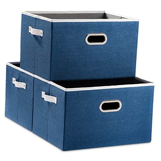Extra-Large 3-Pack Royal Blue Collapsible Closet Storage Bins