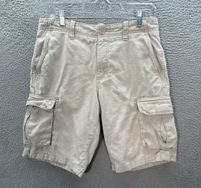 Marc Anthony Shorts Mens 30 Tan Linen Blend Cargo Preppy Nautical Beach Coastal