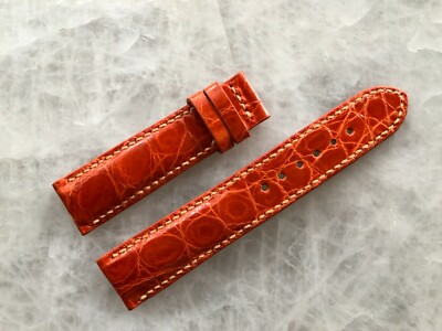 20mm/18mm Orange Alligator Crocodile Embossed Leather Watch Strap Band