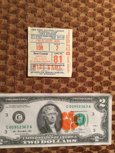 Nueva York Mets Clinch NL East Field Box Boleto 1969 9/24/69 Shea Stadium - Imagen 2 de 4