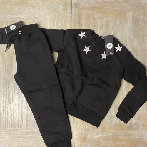 Kids Tracksuit Black Boohoo Boys Girls Set 7/8 Year Star Design RRP £45 - Picture 10 of 12