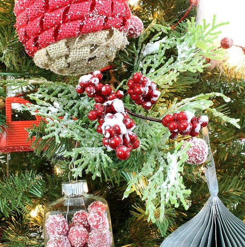 Frosted Red Berry Picks 3pk, Christmas Decor Greenery Accents Floral Stems - Picture 8 of 8