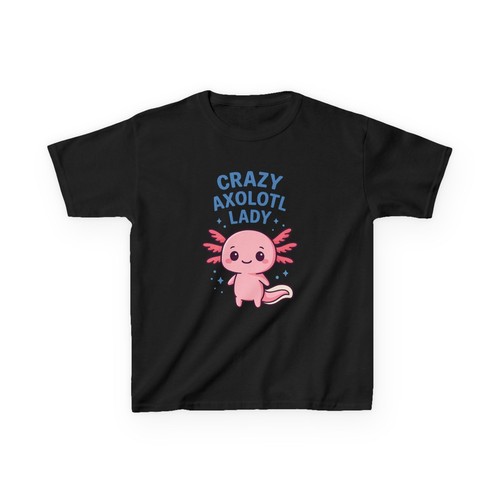 Crazy Axolotl Lady Kids Heavy Cotton Tee, Cute Axolotl Shirt, Adorable Aquatic - Picture 14 of 33