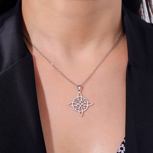 Heiß neu Hexerei Hexenknoten Anhänger Halskette für Frauen Edelstahl Amulett - Bild 12 von 22