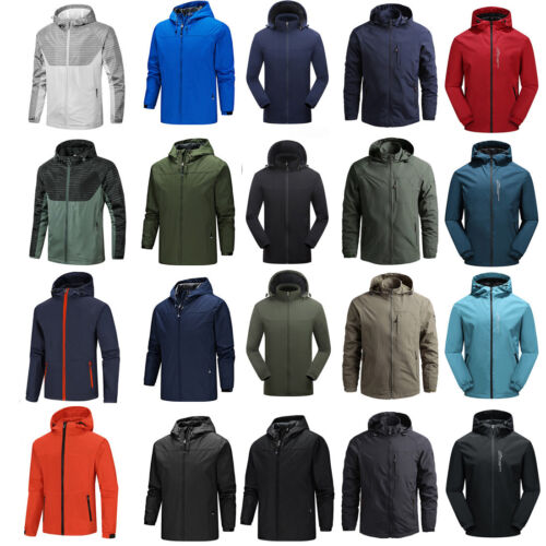 Men's Casual Zipper Pocket Coat Jacket Outdoor Detachable Hooded Windbreaker - Picture 1 of 81