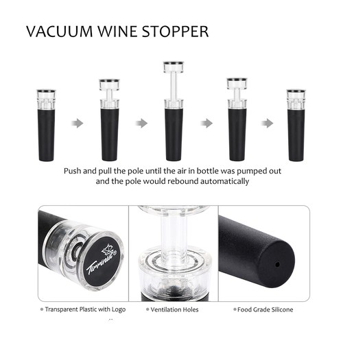 Electric Wine Opener Set Bottle Cork Tool Kit Drip Ring Vacuum Stopper Gift - Picture 4 of 23