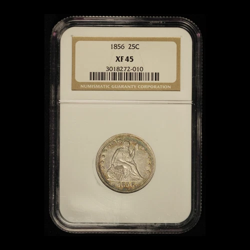 1856 25c Seated Liberty Quarter Dollar NGC XF45 - Free Shipping USA