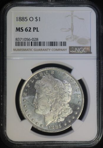 1885 O Morgan Silver Dollar NGC MS62PL Proof Like Flashy Mirrors