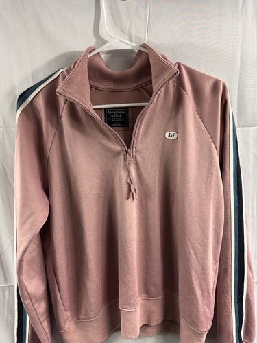 Abercrombie & Fitch Women's Long Sleeve Pullover 1/4 Zip Sweatshirt Pink Size S - Picture 4 of 6