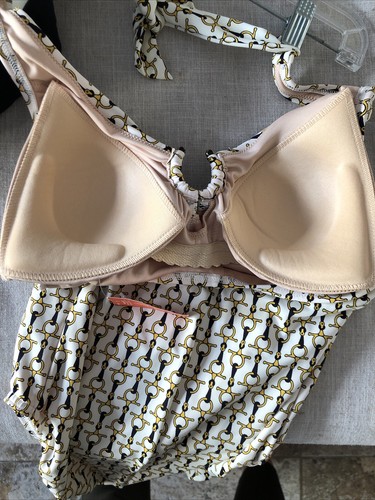 Nuevo traje de baño de una pieza Lands’ End Horsebit azul dorado para mujer 4 sin cables G11 $79 - Imagen 7 de 11