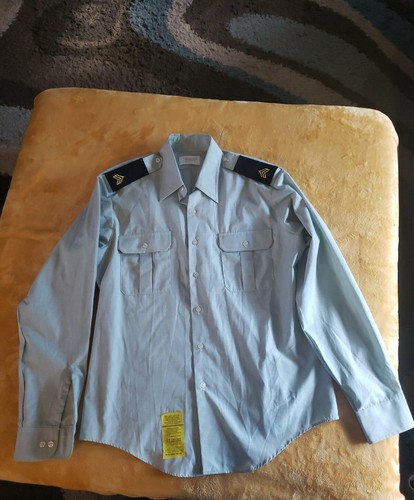 Van Heusen Light Green Military Issue Button-Up Shirt Sz 16 1/2 x 36/37 Vintage - Picture 2 of 8