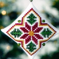 Poinsettia Tiny Treasured Diamond Beaded Ornament Kit Mill Hill 2008