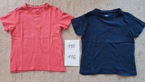 2x T-Shirts Gr. 110/116 kurzarm Jungen Mädchen rot blau
