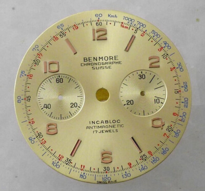 RARE NEW OLD STOCK CHRONOGRAPHE SWISS DIAL FOR LANDERON 48 51 33.50 MM (A03)
