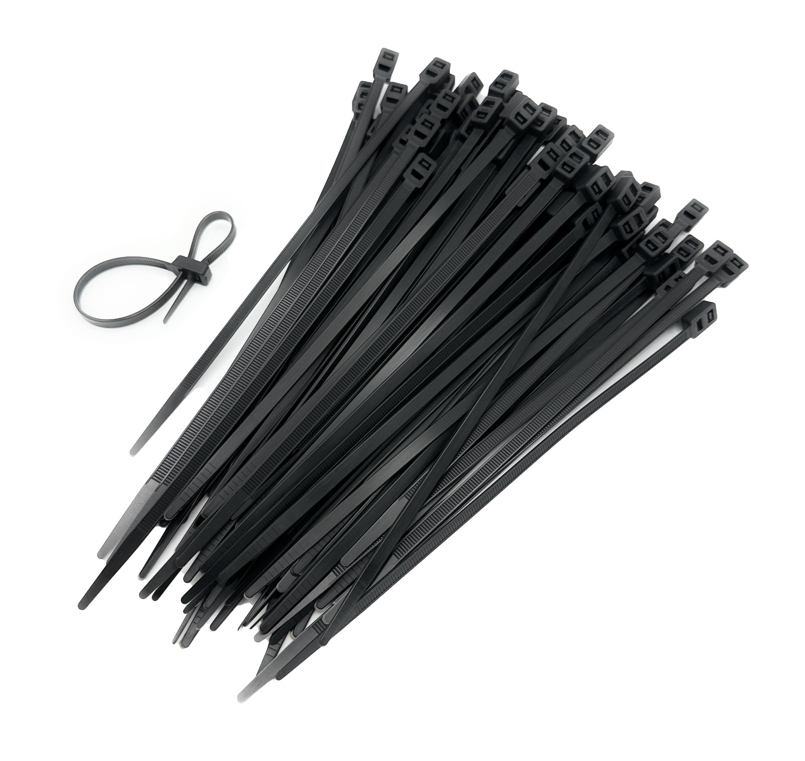 Boltza Double Loop Cable Ties 4.8mm x 200mm Black Pack of 100 Heavy Duty Nylon