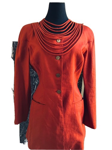 RUNWAY 90s Claude Montana Damen Anzug 42/8 Italy 100% Leinen