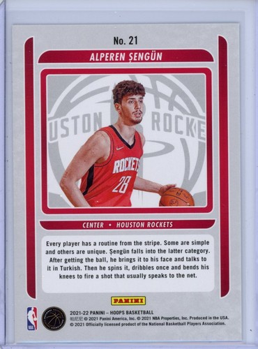 2021 Hoops #21 Alperen Sengun Class of 2021 RC - Picture 2 of 2
