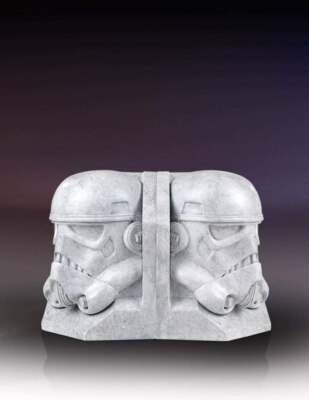 ZWEI sanfte riesige Star Wars Sturmtruppen Steinarbeiten Kunstmarmor Buchstützen Neu