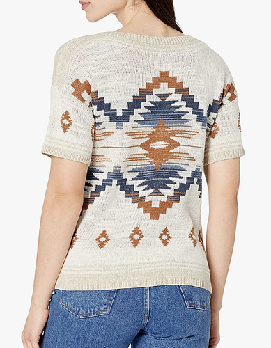 Pendleton Women's Short Sleeve Graphic Pullover Medium color Linen Multi NWT - Picture 3 of 4