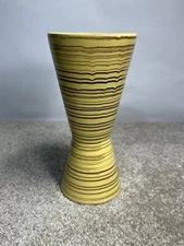 VTG RARE 9" MCCOY ART DECO MCM POTTERY YELLOW BROWN HARMONY VASE HOUR GLASS NICE